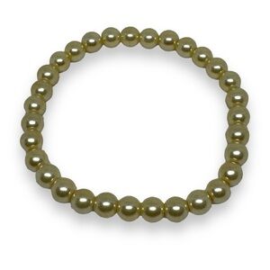 Faux Pearl Stretch Bracelet 4mm 17 Cms Yellow Tone Pearl for Men Elles